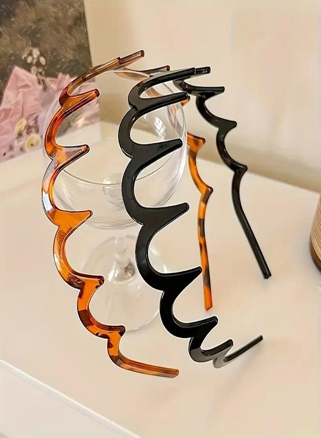 Treayes 2025 New U Shape Fashion Tooth Hair Comb Headband, 2PCS High Cranium Headbands for Women's Hair, Reversible Korean Headbands with Teeth for Women Gifts for Teen Girls (Amber+Black) - Image 2